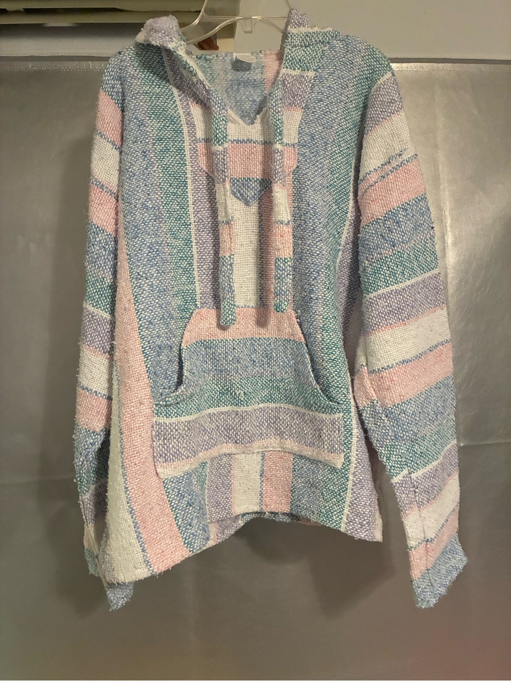Mexican poncho hoodie- Multi-Color Stripe